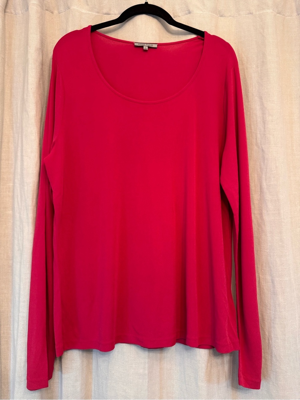Anne Klein 100% Silk Knit Long Sleeve Top Pink Magenta Plus Size 1X NWOT